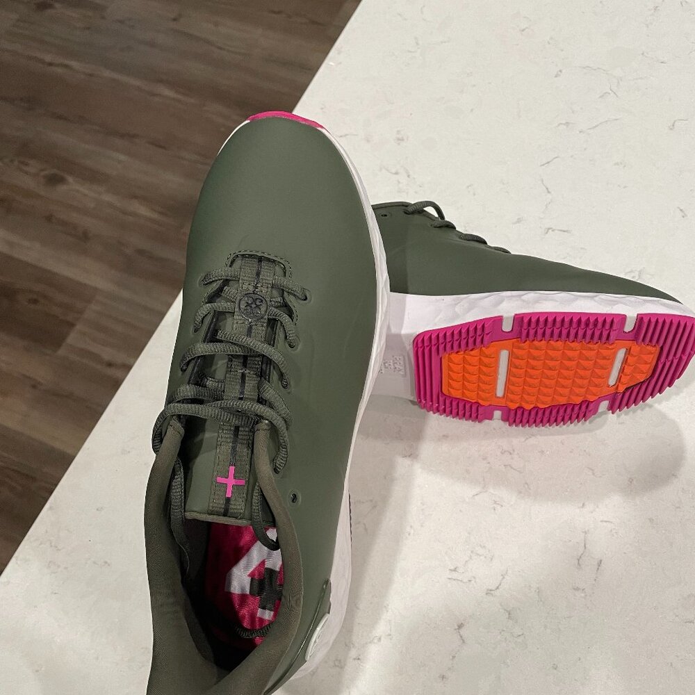 G/Fore MG4+ Ghost Project Golf Sneakers ⛳️ — Men’s 9.5 Army Green + Pink